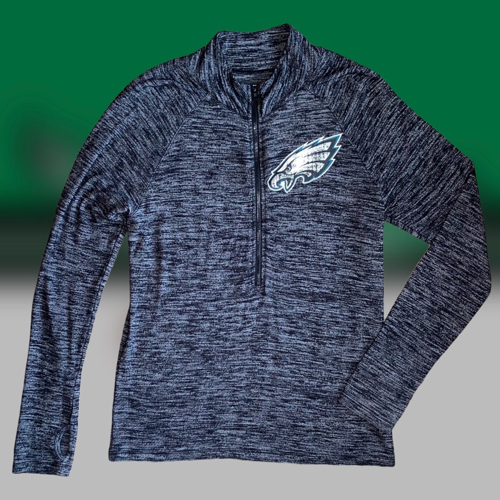 PHILADELPHIA EAGLES Long Sleeve Mock Neck 1/2 Zip Pullover | S | Unisex Adult